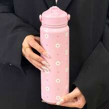 800ml Strawberry Bow Insulated Water Bottle - White Heart Design, Large Capacity For All-Day Hydration, Suitable For School Use, Lightweight And Leak-Proof, Perfect For Iced Coffee, Iced Lemon Tea And Study Drinks - Multicolor - View 9