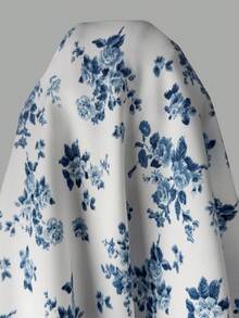 女款碎花高腰休閒喇叭裙，適合度假、通勤、日常穿著及其他場合，女款沙灘、女款度假、節慶、夏季女款 - 淺藍色 - 查看 8