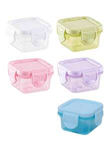 Juego de contenedores pequeños para almacenamiento de alimentos, cajas de almuerzo, cajas selladas para refrigerador, cajas de almacenamiento rectangulares de plástico selladas, contenedores pequeños de alimentos, frascos de especias multifuncionales, material de plástico de 2 oz con tapas - Multicolor - Ver 24