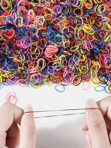 1 Bag 1000pcs Dopamine Colorful Rubber Bands Hair Ties, Non-Damaging Hair Accessories, Multi-Purpose Hair Bands, Transparent Mini Elastic Hair Ties, Small Ponytail Rubber Bands, Gift - Multicolor - View 1