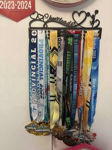 1pc Medal Display Rack For Cheerleaders, Gold/Silver/Bronze Medals, Metal Wall Decor Storage Shelf, Suitable For Sports Awards, Weather-Resistant Display And Collection, Perfect Gift For Sports Fans And Champions, Indoor And Outdoor Use - Black - View 2
