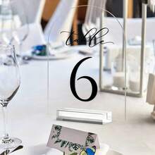 Wedding Transparent Arch Table Number Card, 5*7 Inch Arch Acrylic Table Number Card With Acrylic Stand, Table Guide Sign, Suitable For Wedding Party, Birthday Party And Other Occasions - A - View 9