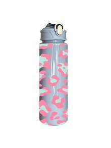 1pc/5pcs 750ml Soft Pink Leopard Print Sports Water Bottle, Flip Lid Design, Reusable Lightweight Leak-Proof Portable Travel Drinking Cup, Suitable For Daily Use And Outdoor Sports - Multi-color - Blue Leopard Print - View 12
