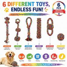 6pcs Durable Knotted Dog Rope Toys - Dog Chew Toys, Suitable For Fun Chewing, Puppy Teething Toys, Interactive Rope Toys - Multicolor - View 2