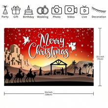Authorize Nativity Christmas Children's Party Award Scene Birthday Party Background Banner. Nativity Christmas Themed Wall Decoration. Photo Background Garden Decor Outdoor. Ideal Choice For Celebration Events, Room Decoration, And Display Props - Multicolor - View 14