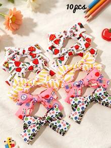 10pcs/2pcs Back To School Stylish Stationery Bow Hair Clips, Colorful Cute Bow Barrettes, Teacher's Day, Hair Accessories Gift For Girls Teens Daily School Wear - Multicolor - View 1