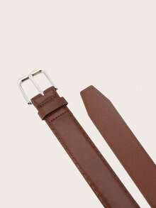 1pc Men's Square Buckle Leather Belt, Versatile Minimalist Commuter Belt, Unisex Jeans Belt - Multicolor - View 5