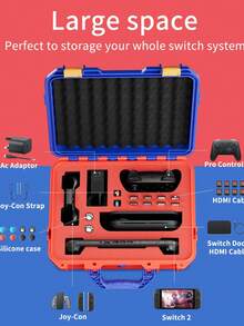 AOLION For Switch2 Storage Bag, Hard Shell Protective Travel Case, Shockproof & Waterproof, Large Capacity Storage For Console And All Accessories, Suitable For NS2 - View 5