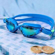 1pc Adult Colorful Swimming Goggles, Vibrant Colors, Fit Face Shape, Multi-Color Options, Waterproof Anti-Fog High Definition Lens - Blue - View 1