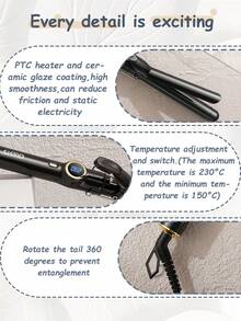 CRASTS 28mm Large Curling Iron, 2-In-1 Curl & Straighten Hair Styler, Fast Heating, Adjustable Temperature, Quick Big Wave Styling Curling Clip - Black - View 9
