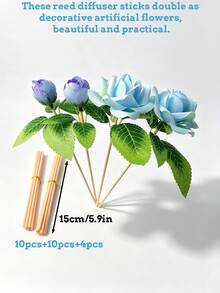 12朵紅色人造浪漫玫瑰，逼真觸感附香氛棒，適用於婚禮裝飾、情人節裝飾、生日裝飾、週年紀念裝飾、家居裝飾、節日禮物等 - 玫瑰擴香棒 - 查看 15