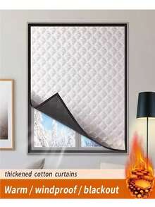 1pc Winter Thermal Insulated Curtain, Heat Blocking Windproof Seal Window, Cold Proof Thermal Insulation, Sheer Curtain, Sun Shading, Soundproof - Silver - View 4