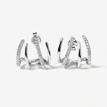 Fashion Unique 925 Sterling Silver 18K Gold Plated Half Hoop Earrings Asymmetrical CZ Zirconia Claw Set Stud Earrings For Women - Claw Paw Stud Earrings - View 10