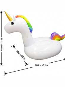 1pc Inflatable Rainbow Unicorn Floating Lounger, Adult Water Seat (Ear Shape Random), Pool Inflatable, Beach Essentials, Pool Float - Multicolor - View 3