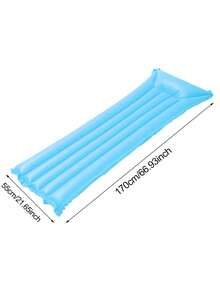 1pc Solid Inflatable Pool Float Mattress, Lightweight PVC Air Bed Lounger With Pillow For Beach, Pool & Vacation - D - View 9
