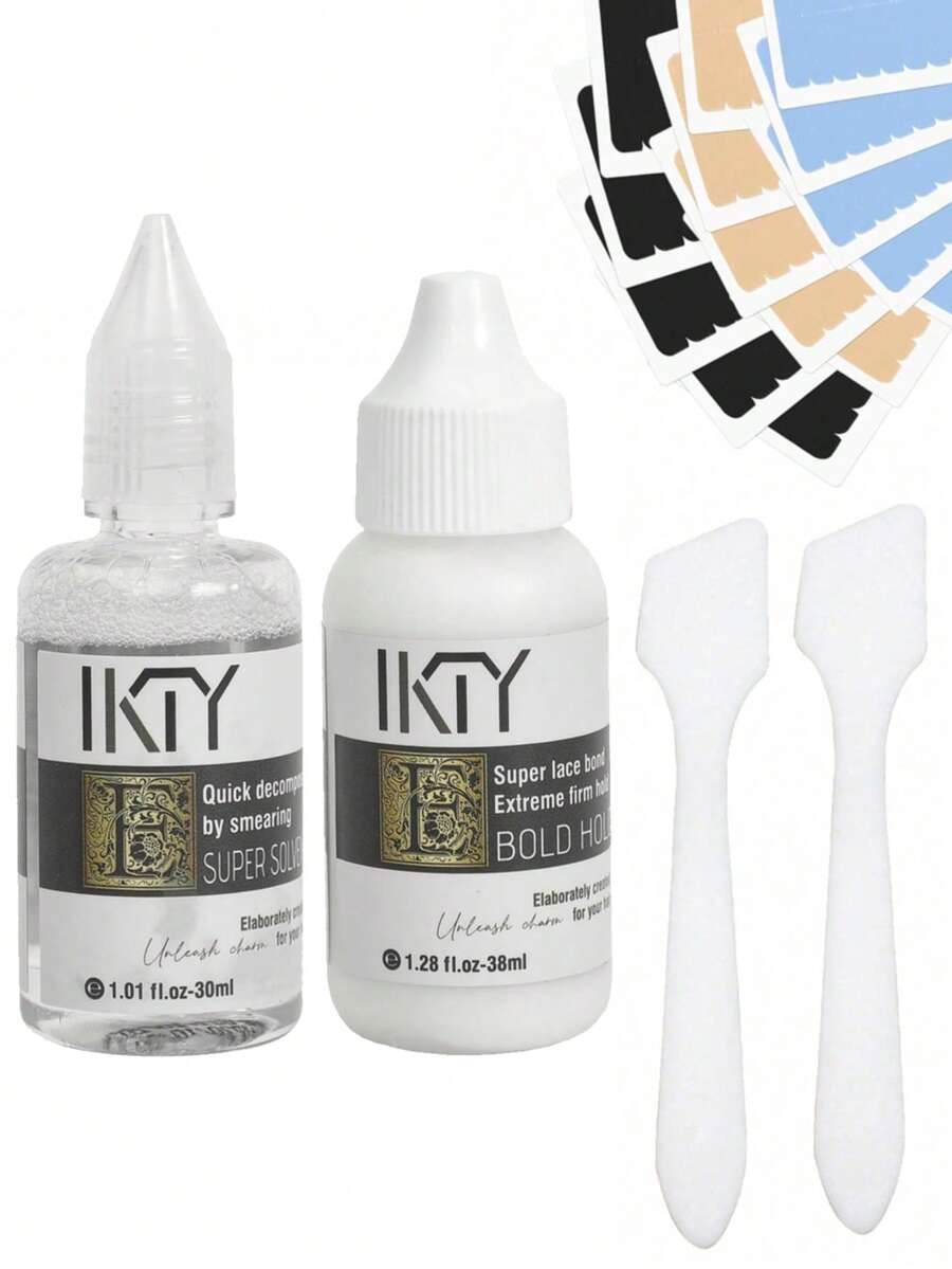 Kit Perekat dan Penghapus Wig Renda, Termasuk Pita dan Aplikator - Lem Renda Tak Terlihat Cepat Kering, Tahan Lama dan Aman, Cocok untuk Wig Depan, Ekstensi Rambut, Pembentukan Garis Rambut, dan Pemasangan Wig