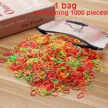 1 Bag 1000pcs Dopamine Colorful Rubber Bands Hair Ties, Non-Damaging Hair Accessories, Multi-Purpose Hair Bands, Transparent Mini Elastic Hair Ties, Small Ponytail Rubber Bands, Gift - Multicolor - View 25