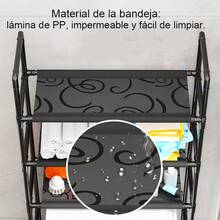 Estante de almacenamiento para baño, estante para inodoro, toallero, negro - Ver 5