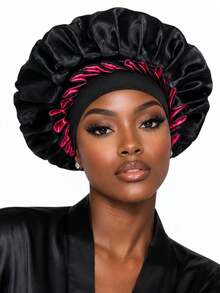 CONFLASS Bohemian Style Ruffle Double Layer Satin Sleep Bonnet, Soft Luxurious Reversible Silk Satin Hair Cap, Elastic Curly Hair Nighttime Hair Protection Cap - Multicolor - View 9