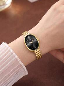 1pc Women's Casual Luxury Versatile Minimalist Vintage Quartz Watch Suitable For Daily Wear - Gold - View 6