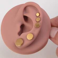 1 set (10 piezas) Pendientes de botón para mujeres de acero inoxidable, pendientes de botón para hombres, hipoalergénicos, pendientes de cartílago redondos de hélice, set de pendientes de botón para múltiples perforaciones - Multicolor - Ver 8
