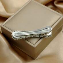 1pc Rhinestone Bow Hair Clip, New Pearl Edge Alligator Hair Clip, Simple Bangs Clip, Hair Accessory - White - View 3