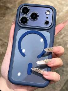 1件高品質透明手機殼，相容 iPhone 18 Pro Max 18 Pro 17 Pro Max 17 Pro，支持磁吸無線充電，防震保護殼 - 藍色 - 查看 3