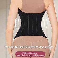 1pc Waist Trainer For Women Corset Shapewear Tummy Control Sport Workout Waist Cincher Body Shaper Hooks - Black - View 11