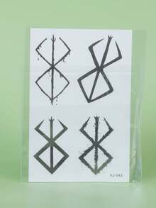 1pc Men's Geometric Temporary Tattoo Sticker, Waterproof, Sweat-Resistant, Long-Lasting 1-2 Weeks, Friction-Resistant, Non-Reflective, Black-Like, Fake Tattoo Sticker, Unisex For Men And Women, Suitable For Arms, Chest, Legs, Abdomen, Waist, Modern Style Body Art - KJ - View 6