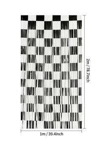 2/1pc Racing Theme Metallic Tinsel Curtains, Black And White Checkered Fringe Curtains, Rain Curtain Balloon Set, Racing Theme Birthday Party Decor Curtains, Theme Party Foil Curtains, "Go Racing" Party Backdrop, Indoor/Outdoor Party Backdrop Decor - Racing - View 9