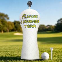 1PC Play Like A Champion Today Printed Golf Head Covers Set For Driver Fairway Hybrid, Durable PU Material, Universal Accessory For Men & Women - Multicolor - View 8