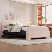 Bed Frame Kids Rabbit White 90x200cm With Drawers - 粉色 - 查看 4