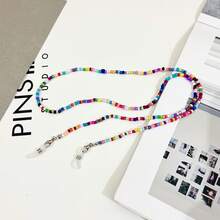 1pc Bohemian Style Handmade Beaded Eyeglass Chain, Acrylic Women's Eyeglass Chain, Fashion Anti-Loss Eyeglass Chain, Flat Lens, Reading Glasses Lanyard - Multicolor - View 5