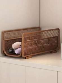 Detachable Stackable Hanging Storage Basket Metal Mesh Hair Curling Iron Beauty Tool Organizer No-Drill Wall-Mounted Cabinet Side Storage Basket Multi-Function Straightener Cosmetic Organizer Bathroom Vanity Space-Saving Storage Accessory - View 10