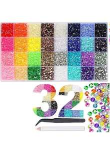 Mixed Color Crystal Rhinestone Decoration Set, 15/24/28/30/32/40 Colors, Includes Tweezers, Suitable For Clothing, Cups, Shoes, Fabric And Other DIY Decorations - Rhinestones - View 13