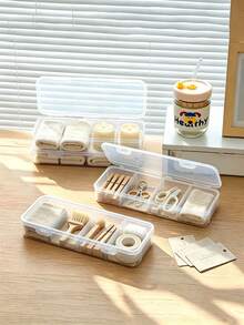 4-Compartment Storage Box, Snap-Lock Transparent PP Material, Multi-Functional Storage Box With Lid, Suitable For Poker Cards, Learning Stationery, Erasers, Creative Tools Storage, Portable Divided Organizer Box, Suitable For Office Desk, Living Room, Drawer, Bedroom And Other Scenes Organization And Storage Tools, Crafts, Cards, Card Games, Plastic Storage Box, Compact Storage Box, Minimalist Storage, Lightweight Storage - View 7