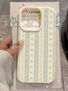 1件 白色與藍色條紋蝴蝶極簡風格個性化 TPU 防震全包覆手機殼，適用於 Apple 17 16 15 14 13 12 11 Pro Max Air 及 Series 系列 - 彩色 - 查看 2