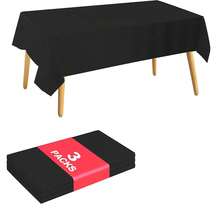 YOOTEEN 1/3/6/12pcs Black Solid Color Plastic Tablecloth - 54in X 108in - Disposable Tablecloth, Suitable For Parties And Picnics, Perfect For Weddings, Christmas, Thanksgiving, Halloween - Black - View 8
