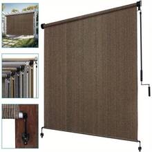 Cordless Outdoor Roller Shade Screen – Dual-Pole Spliced Design, Blackout Sun Shade For Patio, Pergola & Front Porch – Easy Pull-Up, Smooth Roll-Up Operation, UV-Resistant Fabric, Weather-Resilient Mesh, Tool-Free Installation, Compact Storage When R - Light Grey - View 6