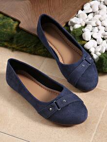 Shoes > Women's Shoes > Women's Ballet Shoes Comfortable Lace-Up Round Toe Flat Casual Shoes, Suitable For Walking, Driving And Formal Occasions - Royal Blue - View 7