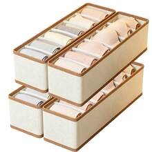 OrdoVault 6-Grid Multi-Piece Bra Storage Box, Belt Storage Basket, Closet Organizer, Foldable, Stackable, Space-Saving, Suitable For Home, Wardrobe, Sorting And Organizing Organizer - Beige, Halloween, Christmas Gift - View 11