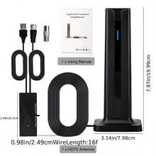 1PC Digital TV Antenna Amplified 360° Omnidirectional Reception Indoor HDTV Antenna With 196.85in Coaxial Cable 4K 1080P ATSC Compatible Signal Booster For Smart TV RV Car Home Local Channels,4K TV Antenna,ATSC Antenna - HD003 - View 7