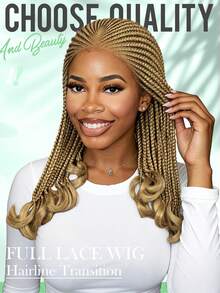 A ANYTIME Fashionable Mid-Length Braided Wig, Transparent HD Lace Box Braids, Soft Curly Ends, Realistic Scalp Lightweight Protective Braided Wig, Suitable For Daily Wear And Parties, Halloween - Multicolor - View 15