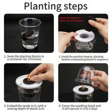 Pot Budidaya Air Transparan untuk Tanaman Hidroponik, Wadah Tumbuh Tanaman Dalam Ruangan, Kotak Bibit Sayuran untuk Berkebun di Rumah dengan Kit Tali Kapas Penyerap yang Lembut - 6 set (30 buah) - View 4