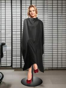 1pc Professional Large Hairdressing Cape With Snap Buttons, Unisex Adult Black Barber Cape, Men's Salon Cape, Waterproof Hair Styling Cape, Hairdresser Long Robe - Multicolor - View 2