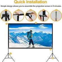 100 Inch 16:9 Projector Screen 160° Wide Viewing Angle With 2 Support Tripods, Portable Projection Display For Camping Business Meeting Wedding Events - View 2