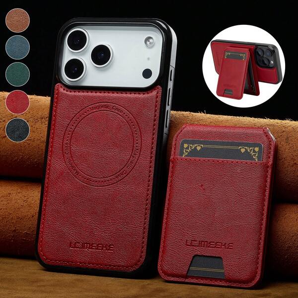 OUKNOEO Detachable Magnetic Wireless Charging Faux Leather Case Compatible With IPhone 18 17e Air 16e 15 14 13 Pro Max S26 S25 Edge S24 UItra Plus A37 A57 Pixel 11 Pro XL 10A 9A 8 7 With Card Box 3 Card Slot Anti-Theft Brush Wallet