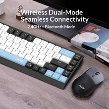 Acer Combo inalámbrico de teclado y ratón de doble modo, silencioso, recargable, con diseño bicolor, para oficina, Bluetooth - Ver 5