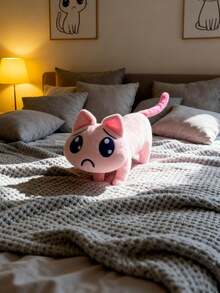 BIUBLIULAND 9.5 Inch Cute Pink Sad Cat Plush Toy, Big Blue Crying Eyes Stuffed Animal, Soft Funny Anime Style Kitten Doll, Room Desk Decor Birthday Gift For Kids & Fans - Pink - View 6