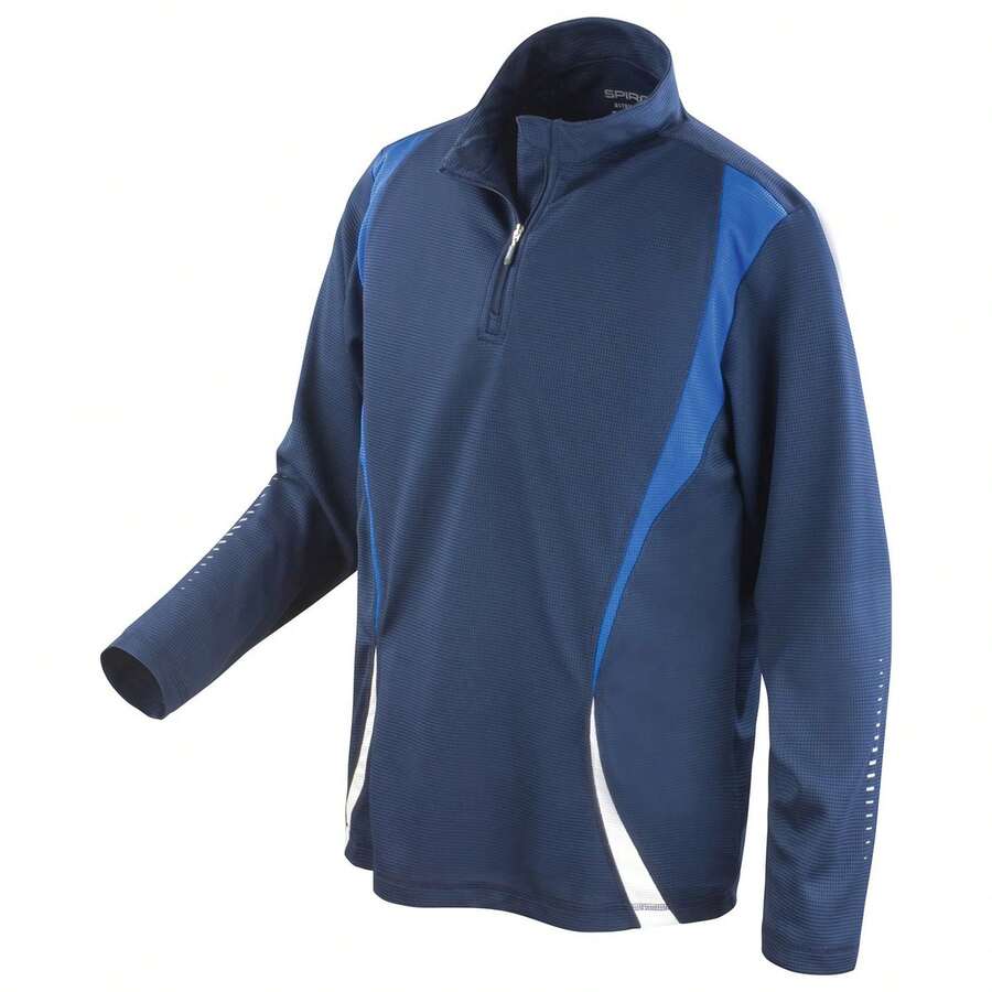 Spiro Unisex Adult Trial Zip Neck Training Top - Navy/Royal Blue/White - View 1